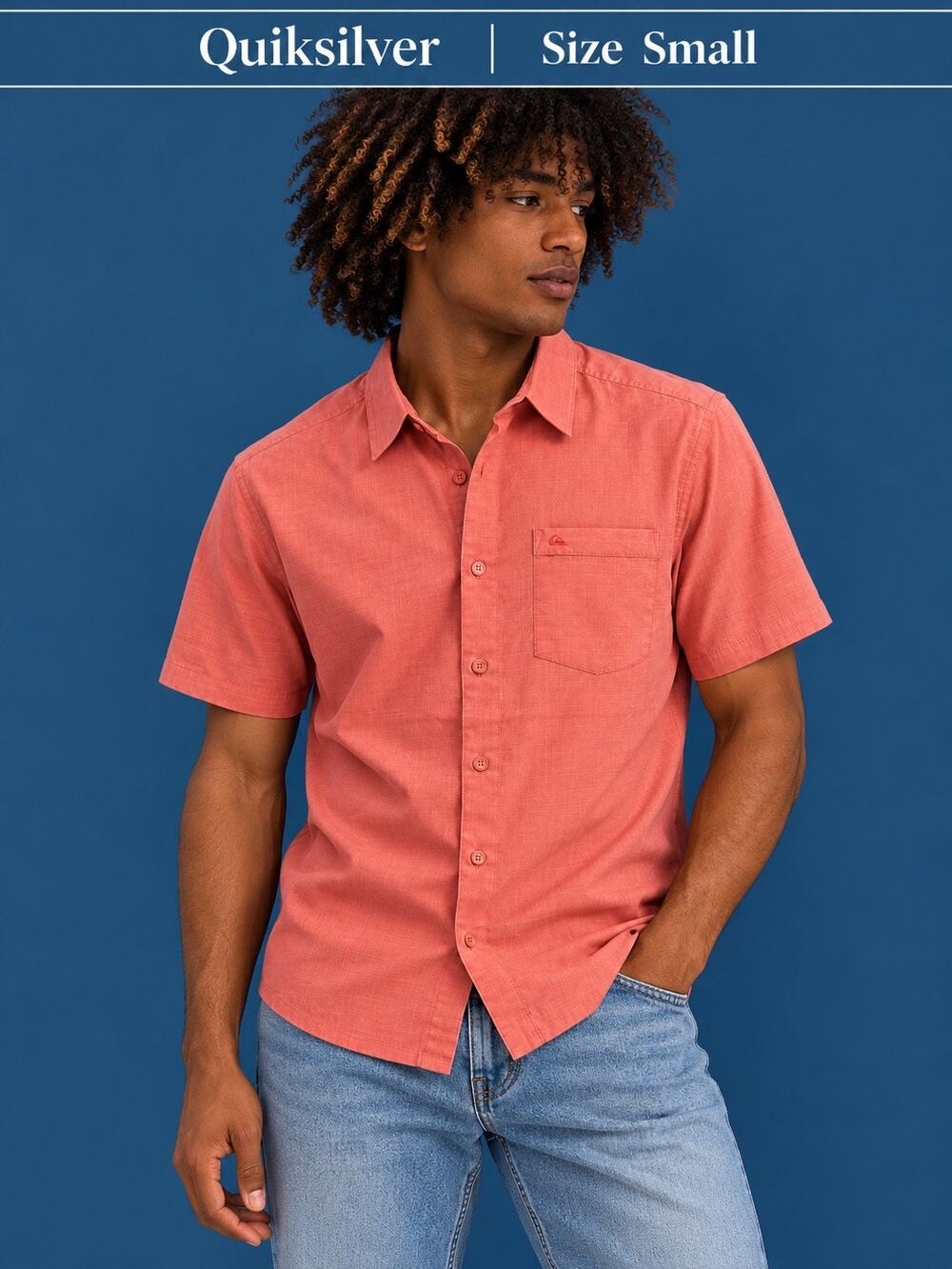 Quiksilver Waterman Apricot Button Up Shirt NWT Small